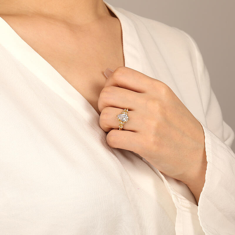 "Whisper Of Flowers" Pear Cut Side Stone Engagement Ring