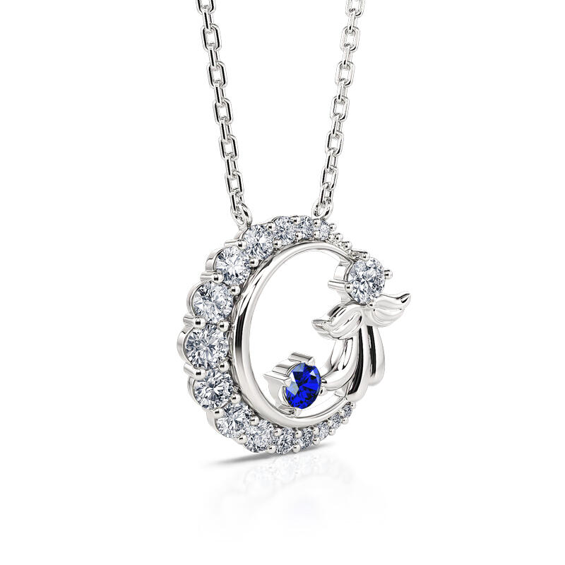 Jeulia "Serene Angel" Crescent Moon Sterling Silver Necklace