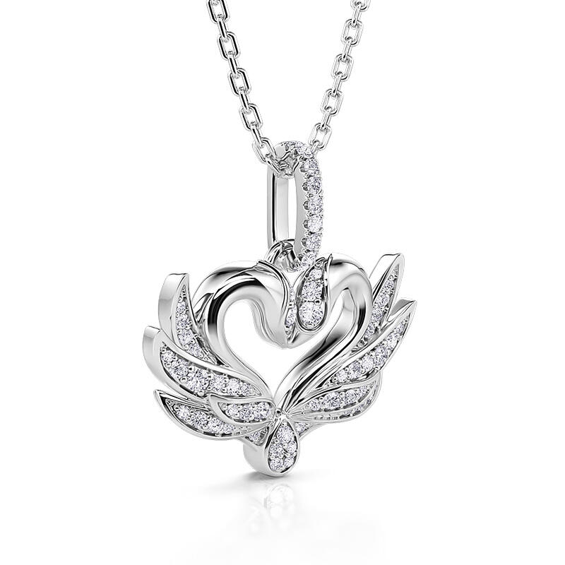 Jeulia Collar de Plata de Ley con Forma de Corazón de Cisne