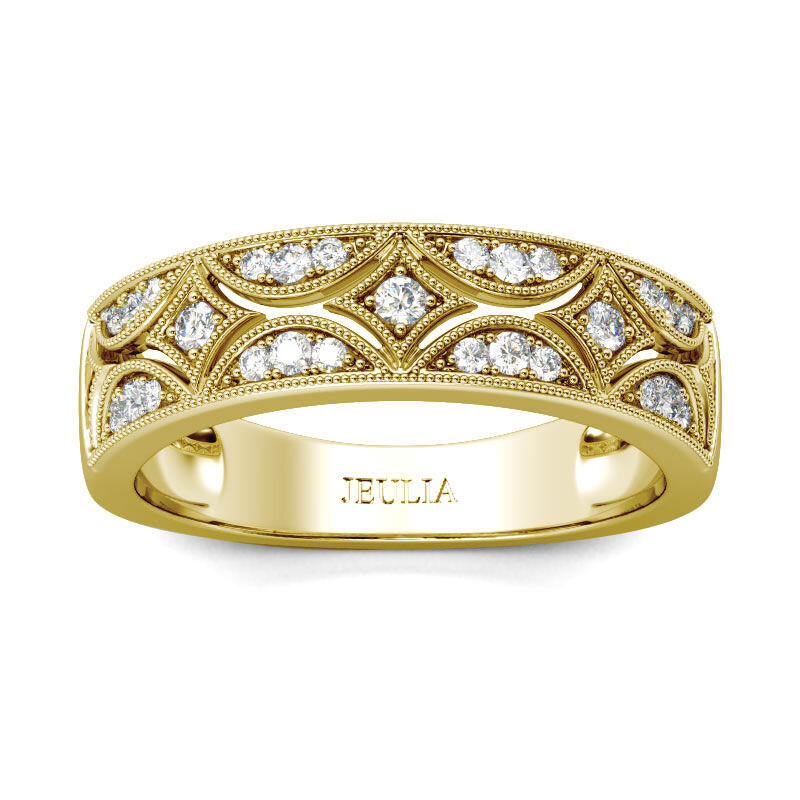 Jeulia Milgrain Round Cut Sterling Silver Women's Band