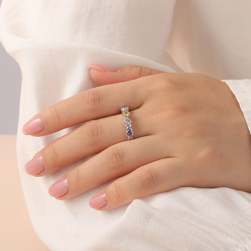 Jeulia "Infinite Love" Family Ring with Birthstones Sterling Silver