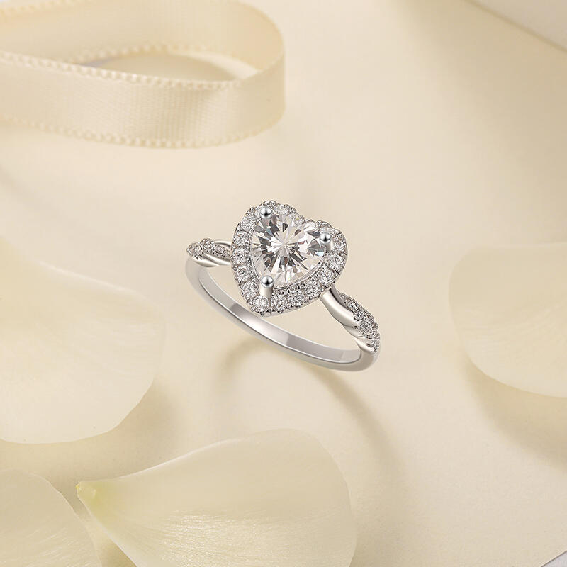 Jeulia Halo Custom Heart Engagement Ring with Intertwined Knot