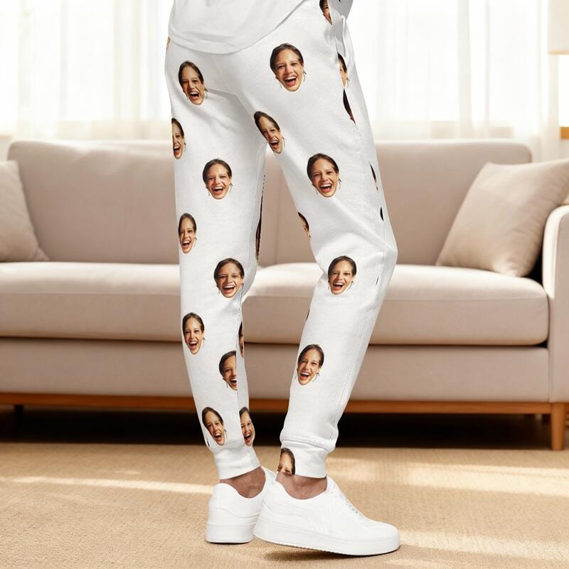 Personalized Unisex Sweatpants Custom Face Photo Arrangement Design Gift for Family