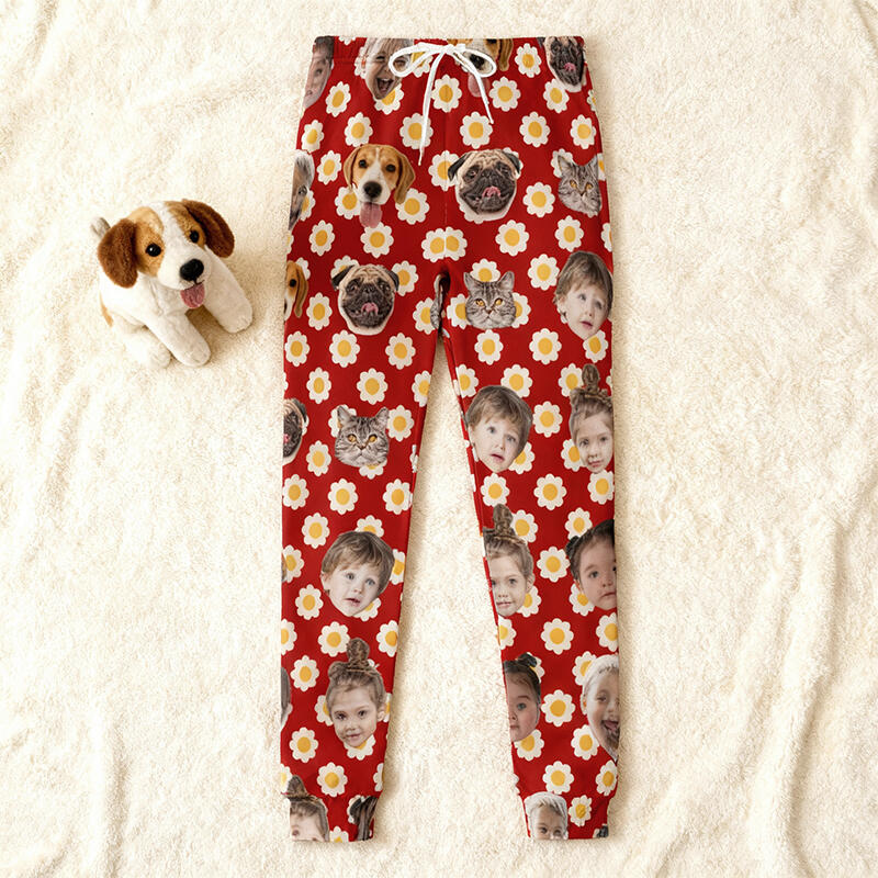 ユニセックス スウェットパンツ 顔写真 フラワー柄デザイン オーダーメイド