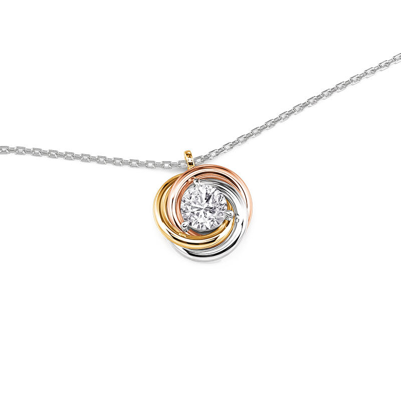 Jeulia Classic Round Cut Trinity Necklace Sterling Silver