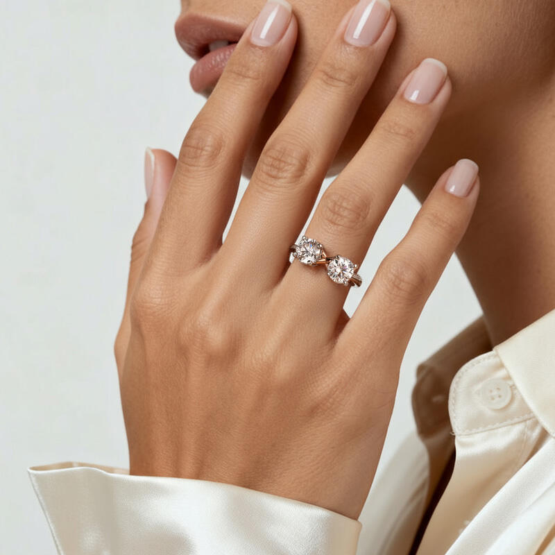 Jeulia Two Tone Two Stone Infinity Engagement Ring