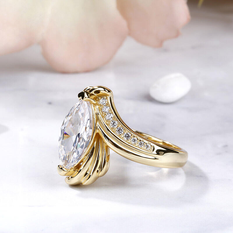 Jeulia Bypass Marquise Cut Sterling Silver Ring