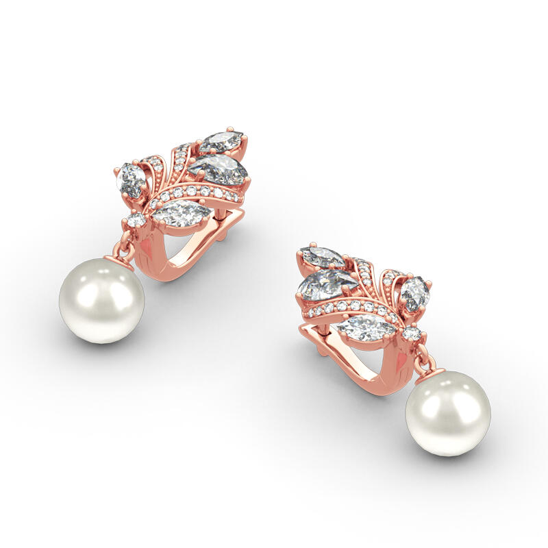 Jeulia Aretes de plata de ley con perlas cultivadas de diseño elegante