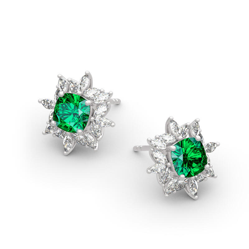 Jeulia Vintage Design Halo Cushion Cut Sterling Silver Stud Earrings