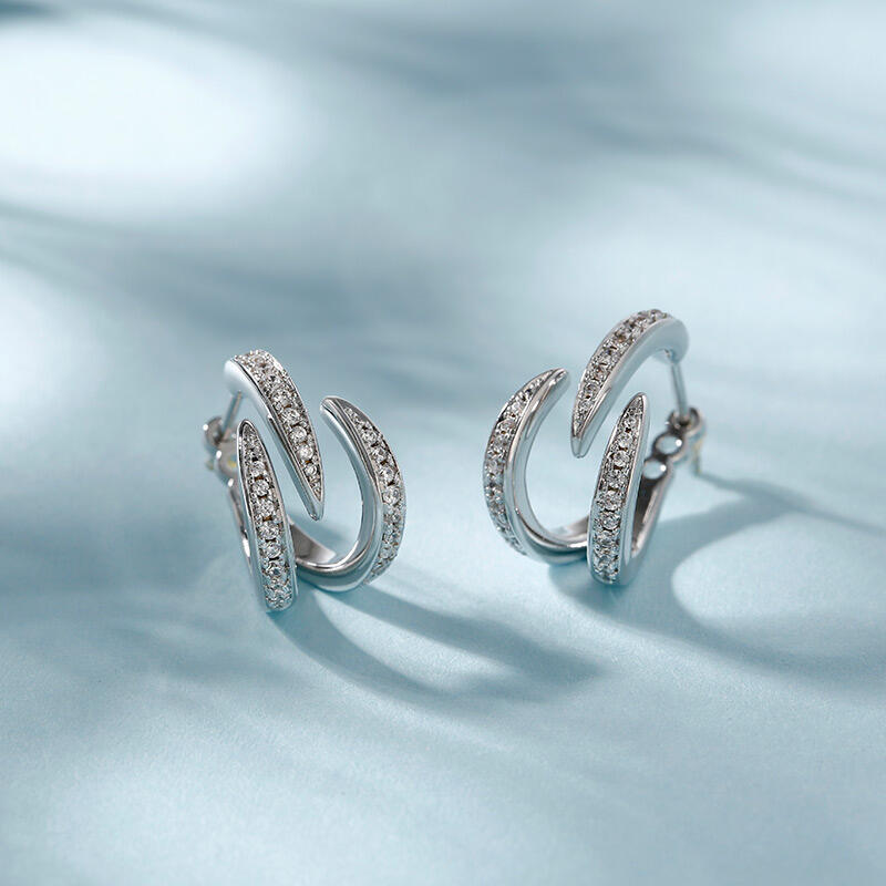 Jeulia Spike Design Round Cut Sterling Silver Earrings