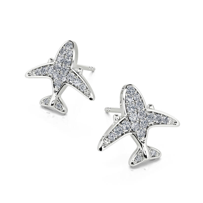Jeulia "Flying Airplane" Sterling Silver Stud Earrings
