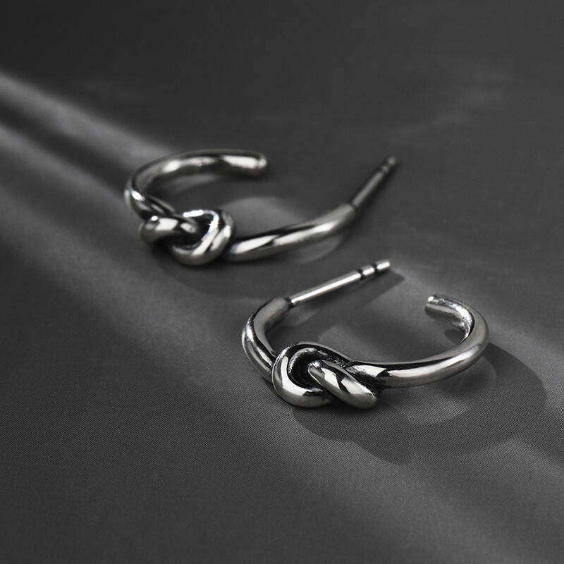 Jeulia "Small Knot" Sterling Silver Hoop Earrings