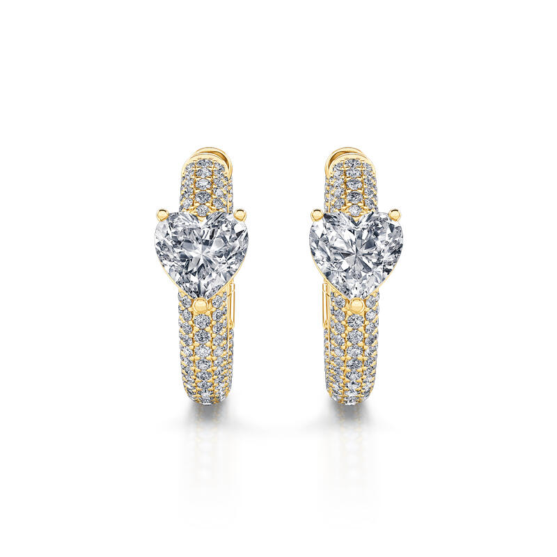 Jeulia Pendientes mujer de aro de plata de ley piedra corte corazón color oro