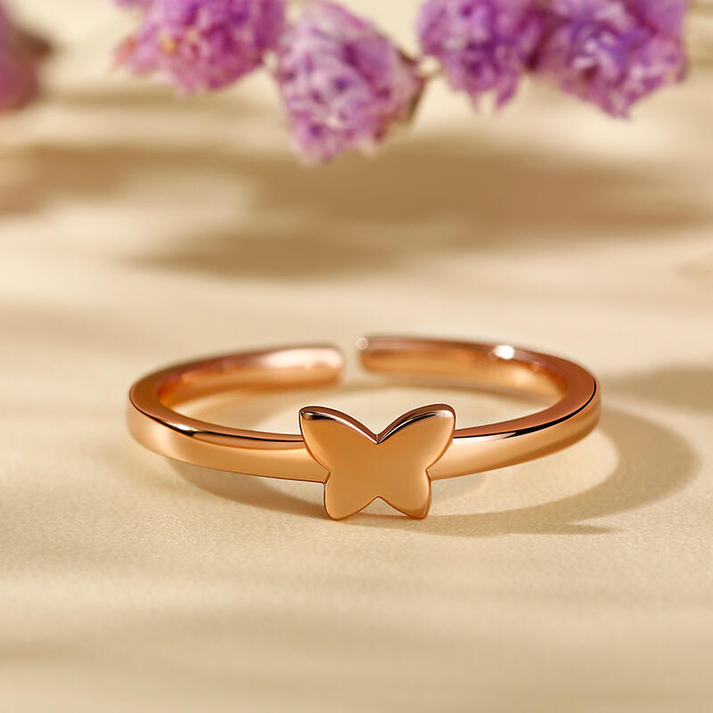 Jeulia "Romanticism" Butterfly Design Adjustable Sterling Silver Women's Band