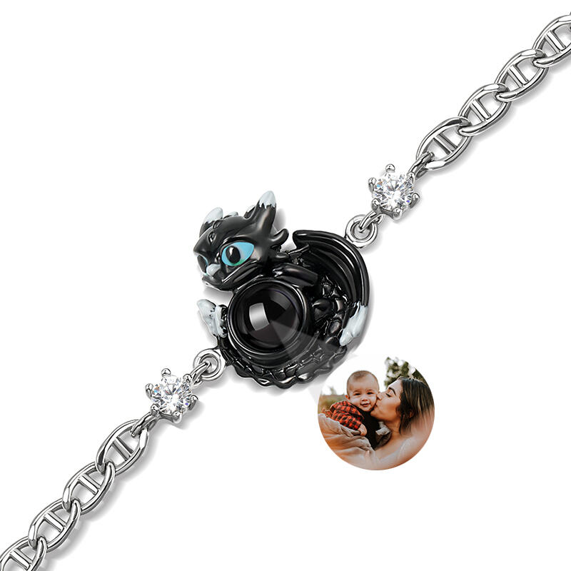 Jeulia "Your Dragon" Personalized Photo Projection Sterling Silver Bracelet