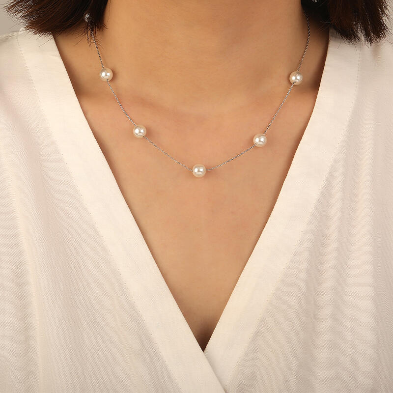 "Gemeinsame Reise" Süßwasserperlen-Halskette 7,5-8,0 mm