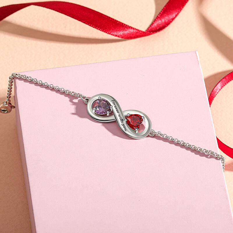 Jeulia Infinity Heart Custom Bracelet with Engraved Sterling Silver