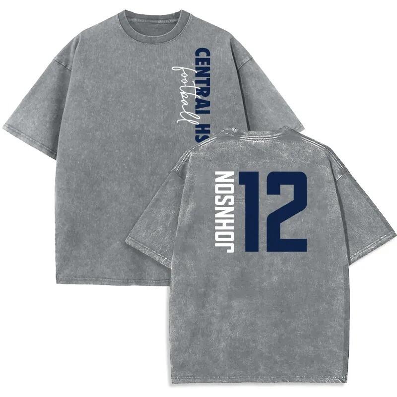 Personalized Washed T-shirt Custom Team Name and Player Message Unisex Design Gift for Sports Lover