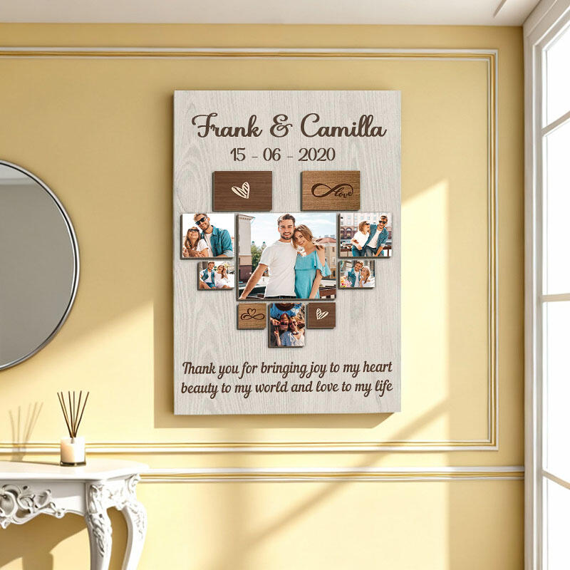 Personalisierte Wanddekoration aus Leinwand mit Bild Romantisches Geschenk für Paare