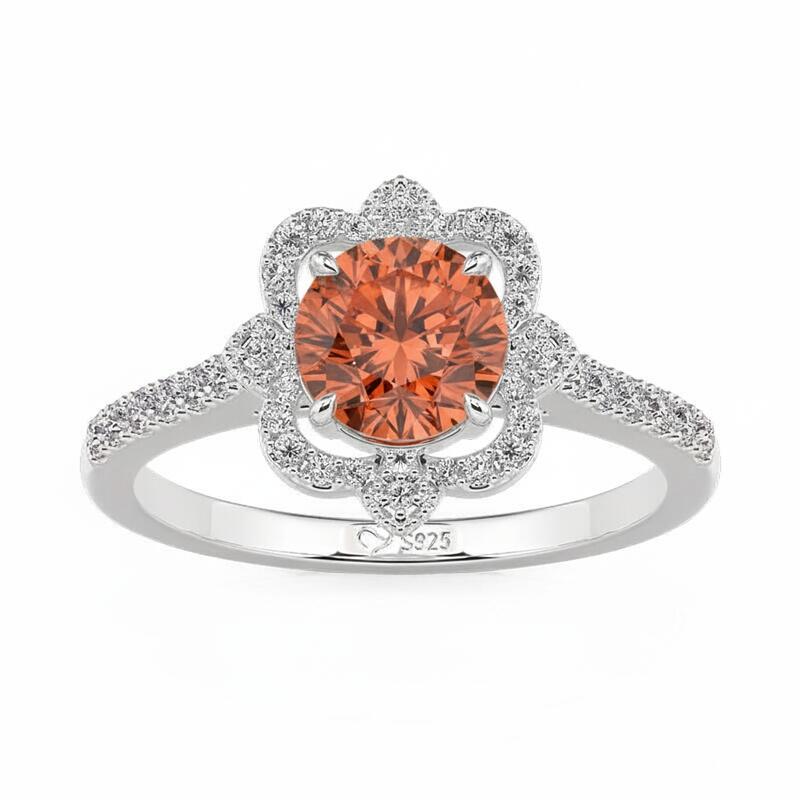Jeulia Hollow Halo Custom Round Cut Engagement Ring with Birthstone