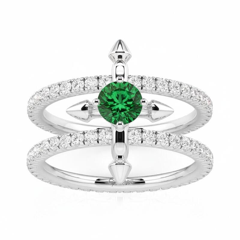 Jeulia Custom Double Row Floating Round Cut Birthstone Ring