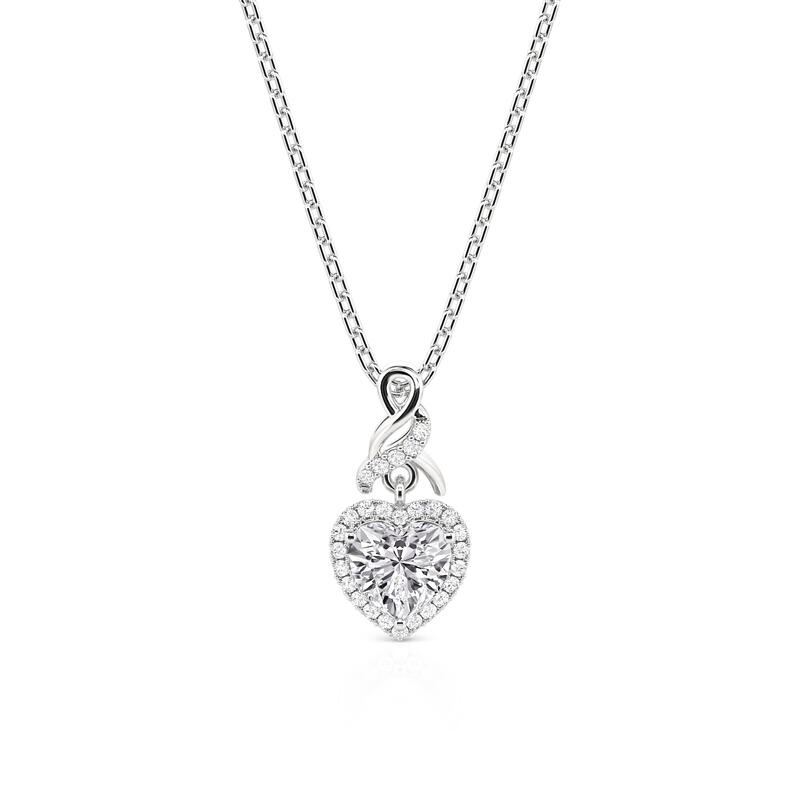 Jeulia Eternal Halo Heart Necklace Sterling Silver