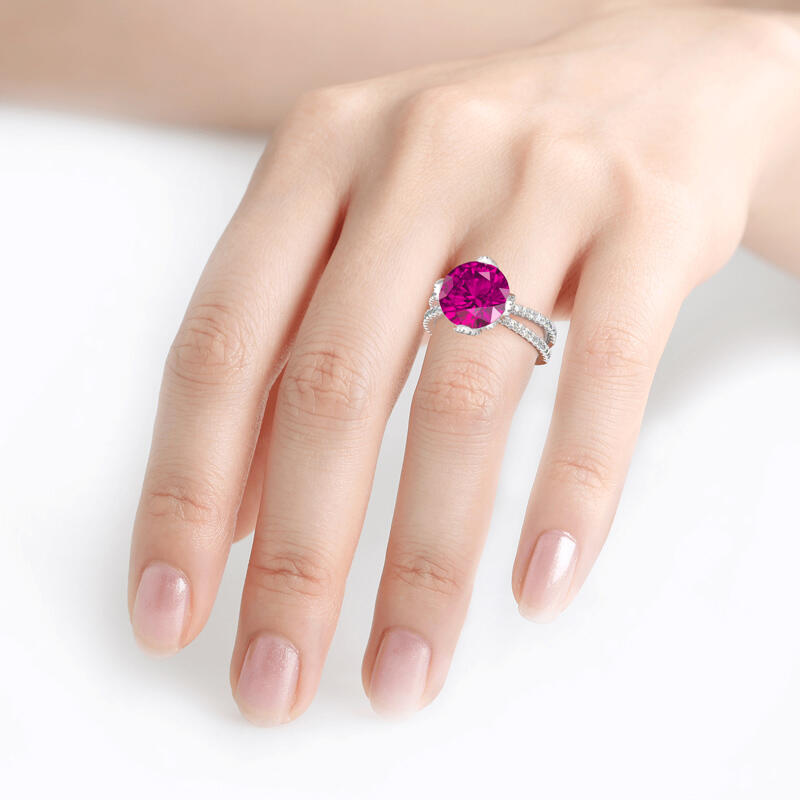 Blommönster Rundslipad Sterling Silverring