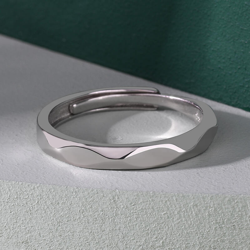 Jeulia "The Exclusive Mark of Love" Adjustable Sterling Silver Men's Band