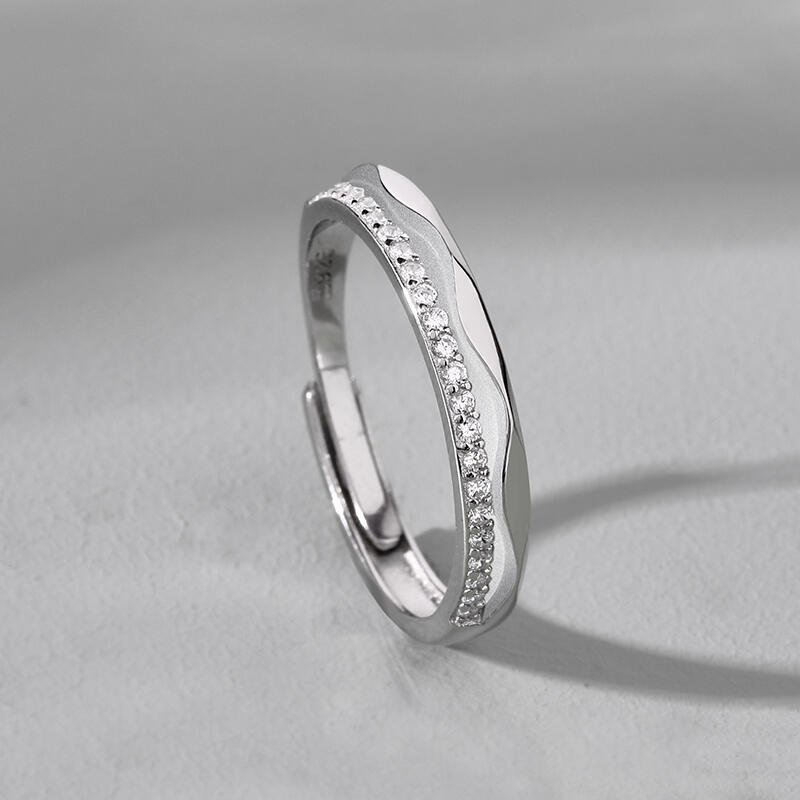 Jeulia Anillo de estilo sencillo de plata de ley de talla ajustable para mujer