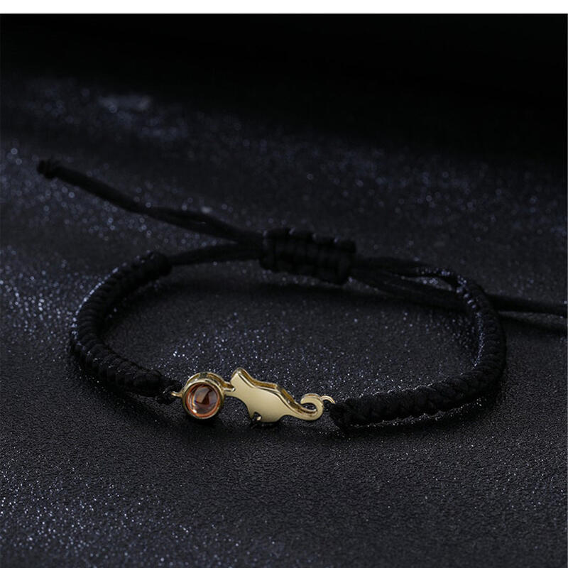 Personalized Black Rope Cute Cat Picture Projection Bracelet Sincere Gift