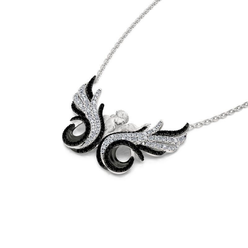 Jeulia "Eternal Love" Butterfly Lovers Sterling Silver Necklace