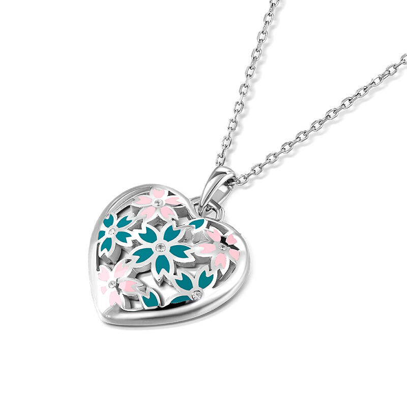 Jeulia "Smell the Spring" Enamel Sterling Silver Necklace