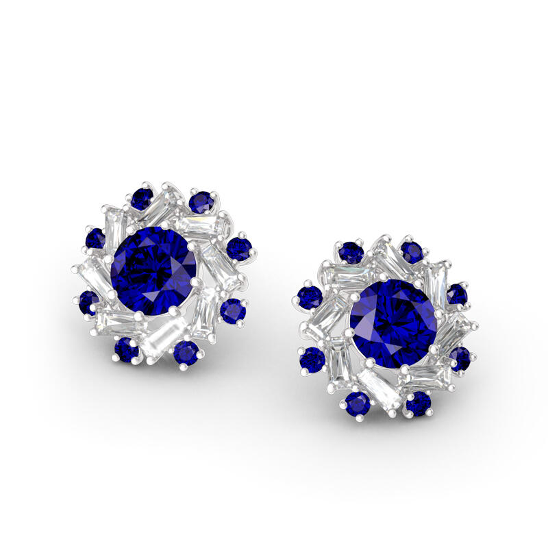 Jeulia Halo Round Cut Sterling Silver Stud Earrings