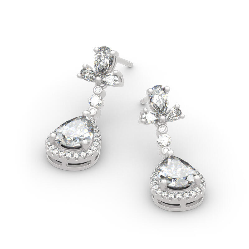 Jeulia Aretes De Plata Esterlina Con Corte Halo Pera