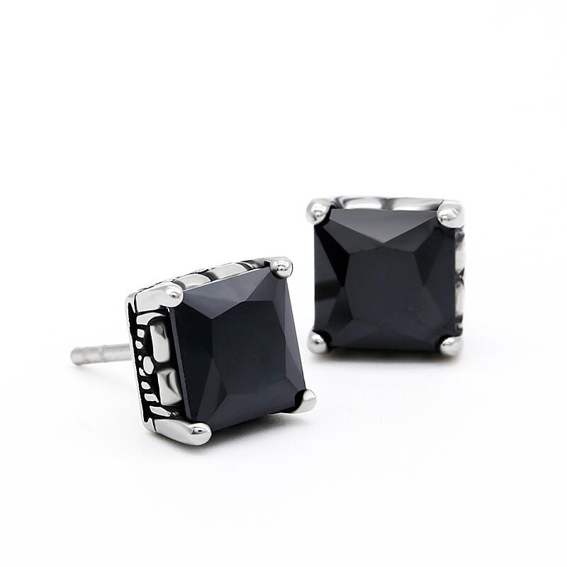 Jeulia Punk Hip-Hop Men's Titanium Steel Stud Earrings