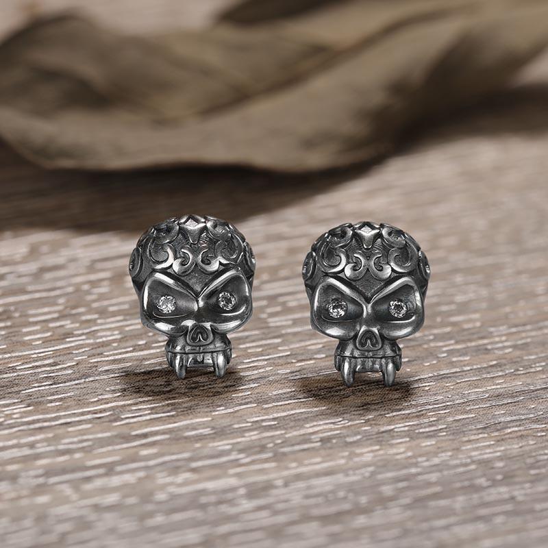 Jeulia "Celtic Culture" Skull Sterling Silver Earrings