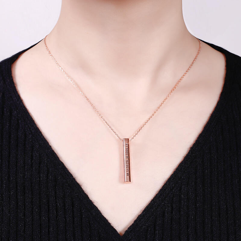 Jeulia "Love Story" Long 3D Bar Necklace