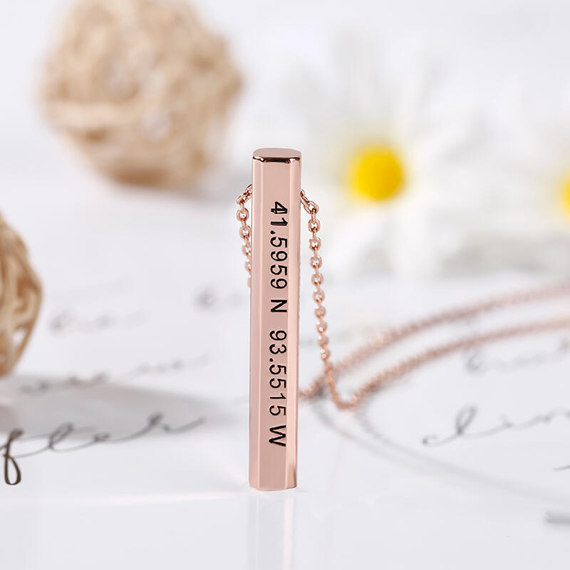 Jeulia "Love Story" Long 3D Bar Necklace