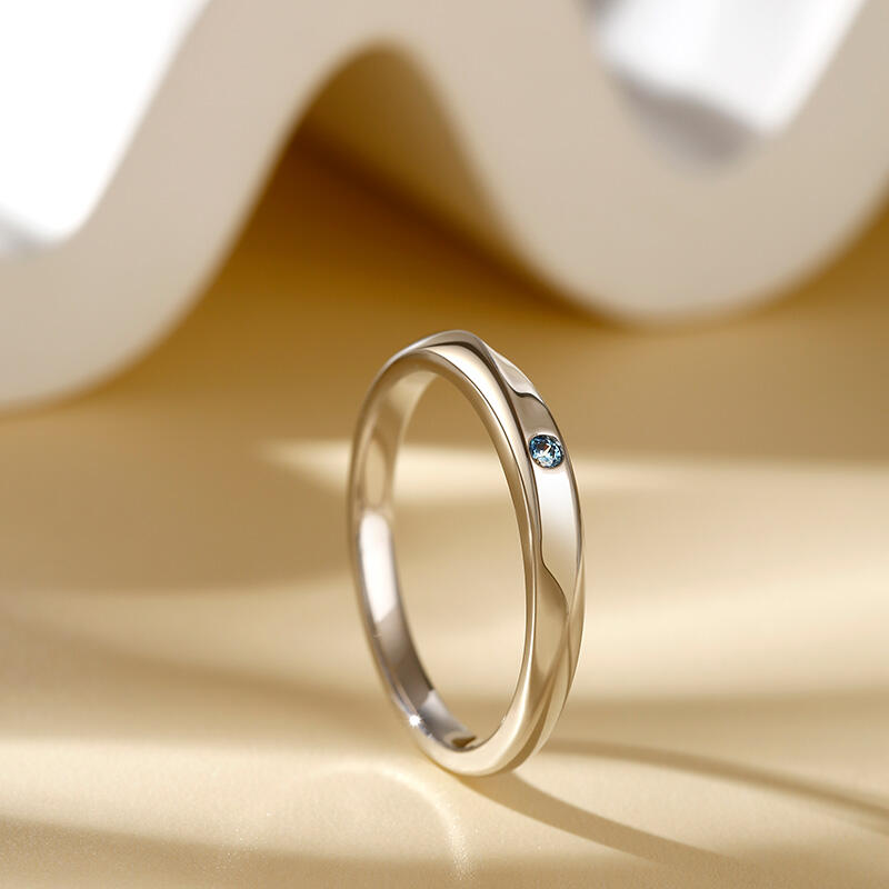 Jeulia Alliance pour homme "L'amour véritable est éternel" Argent Sterling