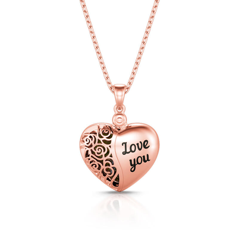 Jeulia "Love You" Vintage Locket Heart Personalized Sterling Silver Photo Necklace