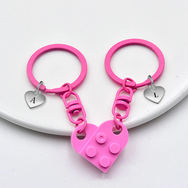 合わせるハート イニシャル カップル ペアキーホルダー オーダーメイド