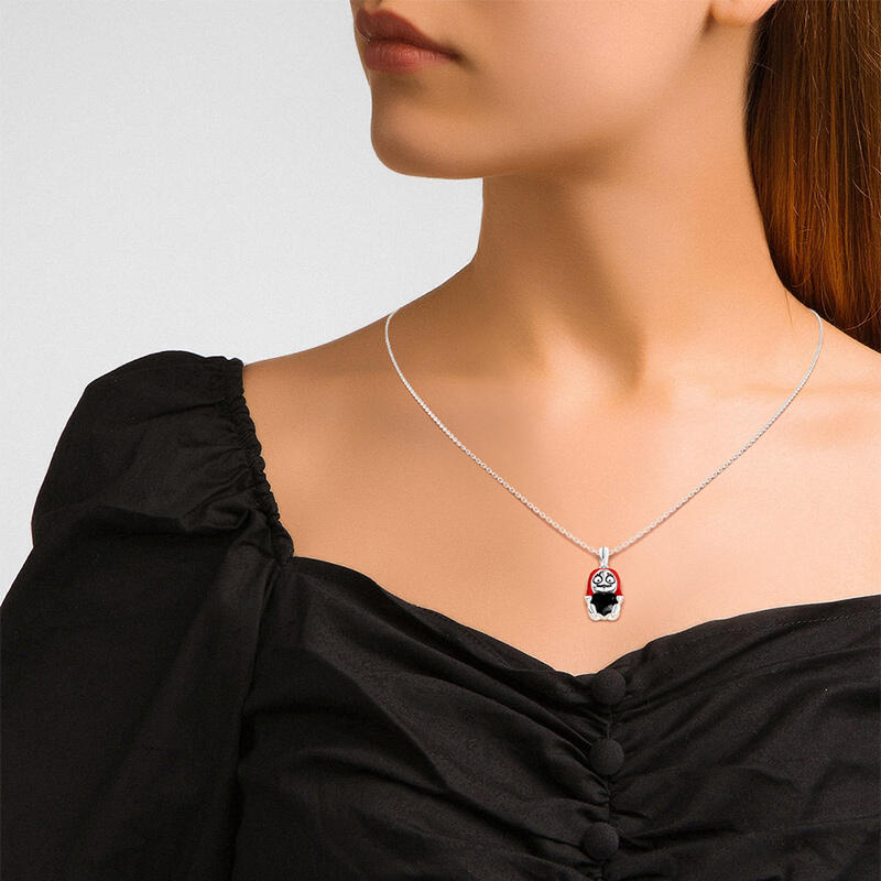 Jeulia Hug Me "Endless Joy" Skull Heart Cut Sterling Silver Necklace