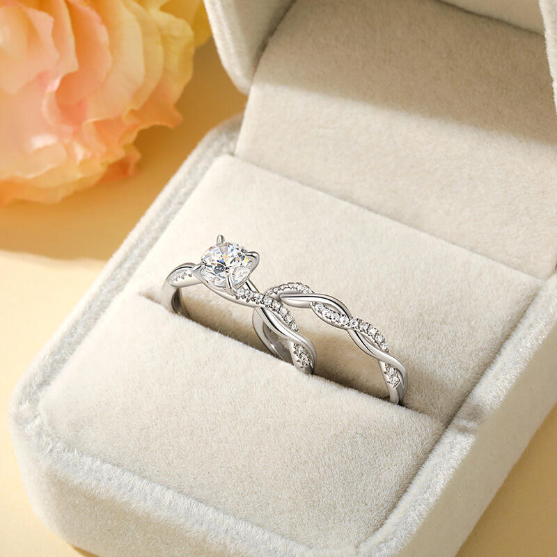 Jeulia Ensemble de bagues Torsade Coupe ronde Argent Sterling