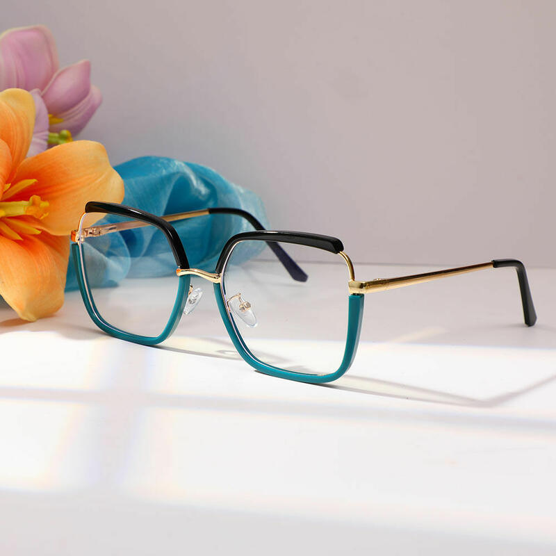 Lizzie Geometric Green Glasses