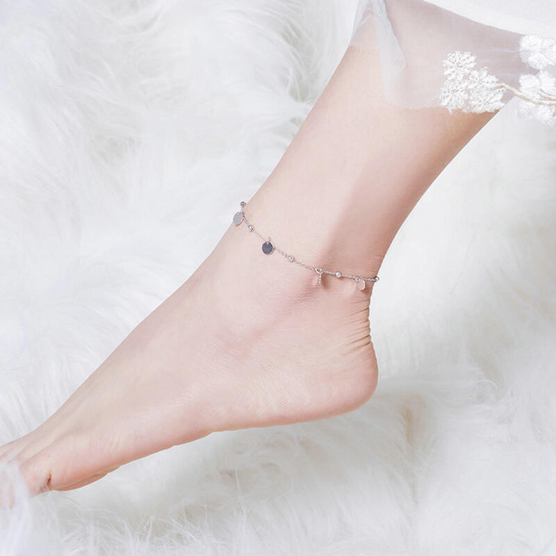 Jeulia Prosty Styl Dysk Srebro Anklet