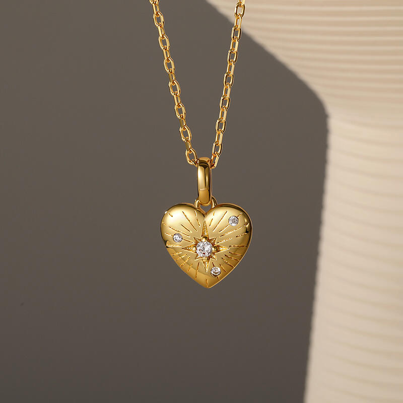 Jeulia Tous les jours Collier Cœur Simple Gravure Personnalisée avec Pierre de Naissance