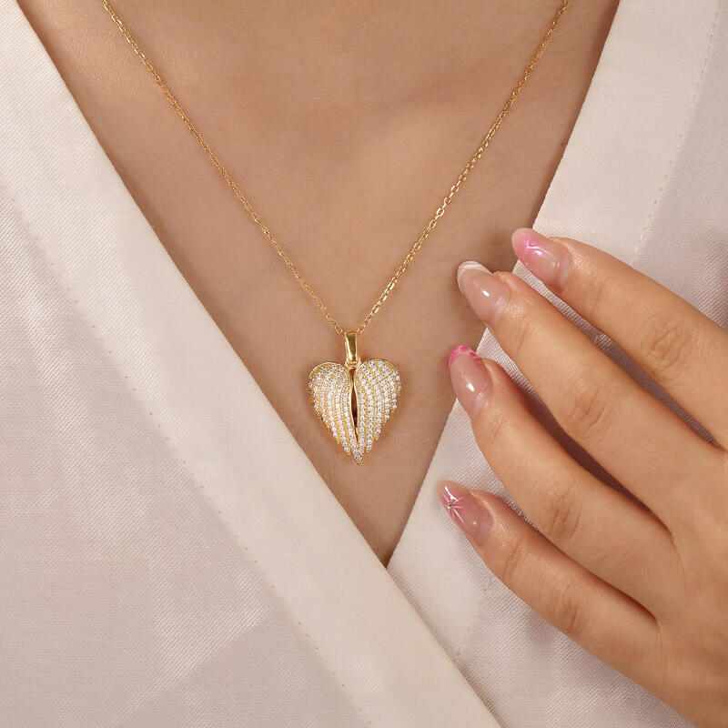 Jeulia Collier Photo Personnalisée Ailes d'Ange en Argent Sterling