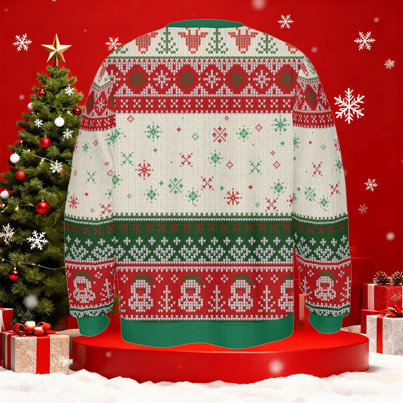 Personalized Ugly Sweater Unisex Custom Initial and Cartoon Photo Design Creative Christmas Gift for Family