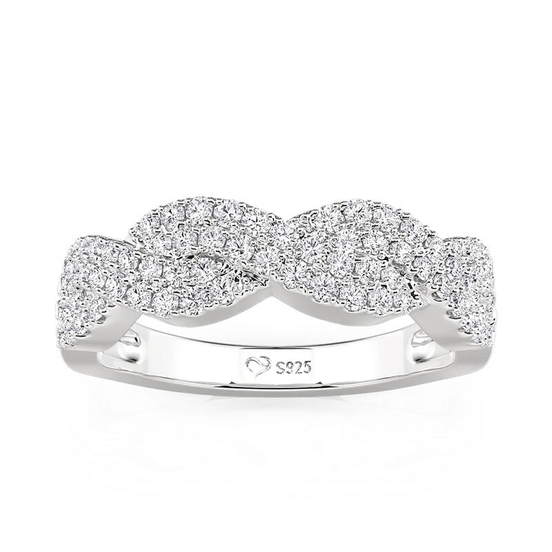 Jeulia Classic Double Twist Eternity Wedding Band