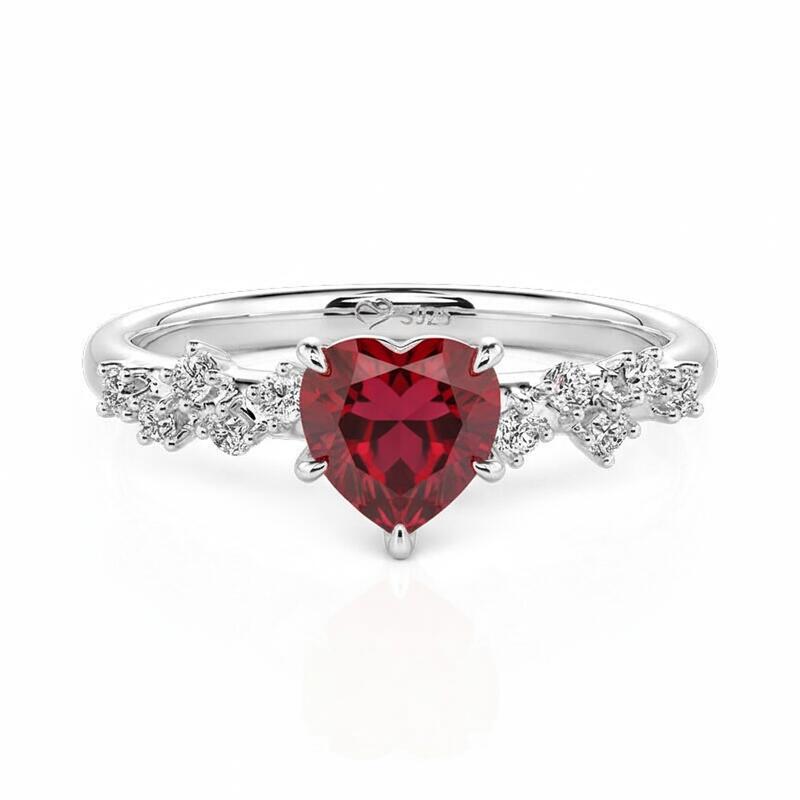Jeulia Heartbeat Custom Heart Birthstone Promise Ring Sterling Silver